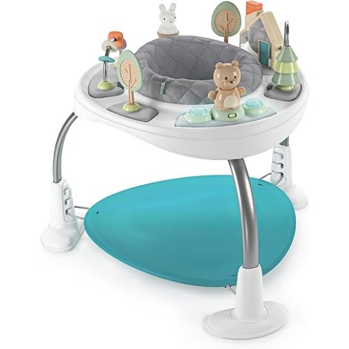 Ingenuity Spring & Sprout 2-in-1 Baby Activity Center Jumper and Table with Infant Toys - Ages 6 Months +, First Forest