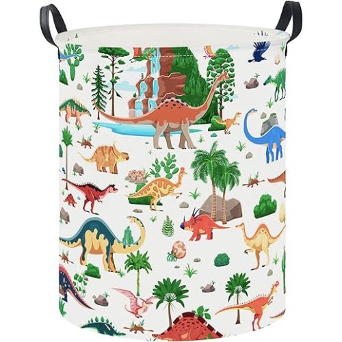 CLOCOR Large Laundry Basket,Waterproof Nursery Hamper,Collapsible Fabric Storage Container,Room Decor,Gift Basket(Ancient Dinosaurs