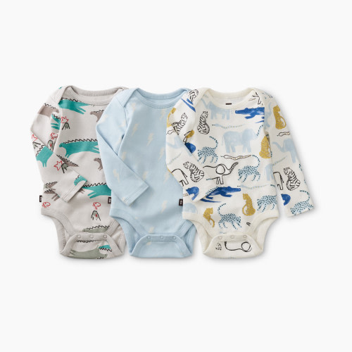Tea Collection Bodysuit Three-Pack - Dancing Dinosaurs, 3-6 Months