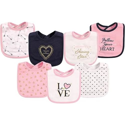 Hudson Baby Unisex Baby Cotton Bibs, Love, One Size