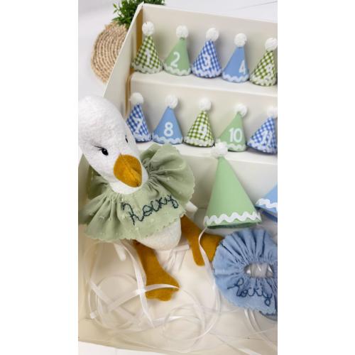 Baby Monthly Milestone Hat Set | Stuffed Animal Photo Props, First Year Keepsake