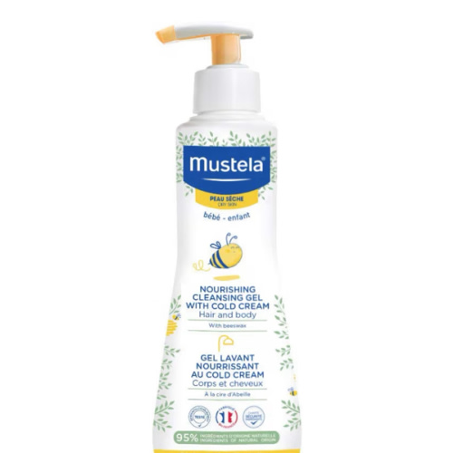 Mustela Baby Nourishing Cleansing Gel – Hair & Body Wash for Dry Skin - with Natural Avocado, Cold Cream & Beeswax - 10.14 fl. oz.