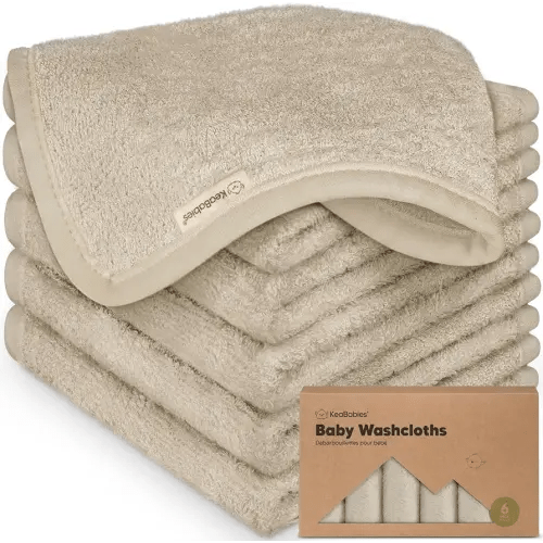 6-Pack Baby Washcloths - Soft Absorbent Viscose from Bamboo Wash Cloths for Babies, Kids, Toddlers, Infant, Newborn Bath Towels, Gentle on Sensitive Skin, 10x10 Reusable Face Towels(Earth Brown)