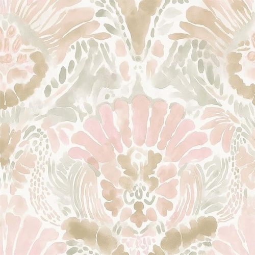 Yzogbry Boho White Pink Damask Watercolor Geometric Peel and Stick Wallpaper Wall Decor Self Adhesive Wall Paper Stick on Easy Peel Off Contact for Renter Apartment