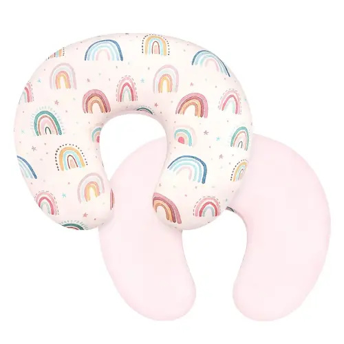 Nursing Pillow Cover 1 Pack, Removable Nursing Pillow Cover for Breastfeeding Pillows, Super Soft Comfortable Slipcover for Boy and Girls, Pink & Rainbow