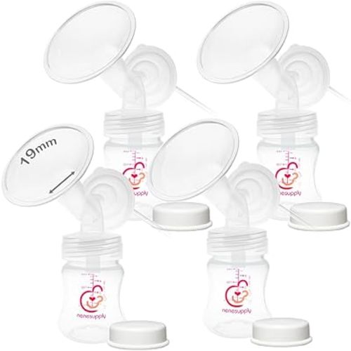 Nenesupply Pump Parts Compatible with Spectra S2 S1 9 Plus Breast Pump to Replace Spectra Pump Parts S2 Accessories Flange 19mm Duckbill Valve Tubing Pumping Bottles Backflow Protector (19mm x 4 Sets)