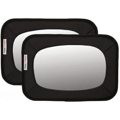 Nuby x Safe in the Seat Backseat Baby Mirror - Shatter-Resistant Car Mirror with Tether Anchor Strap - Fits Most Headrests for Rear-Facing Baby Monitoring (Pack of 2)