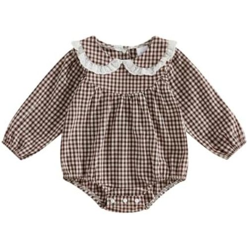 Kuriozud Newborn Baby Girl Clothes Lace Doll Collar Romper Fall Outfit