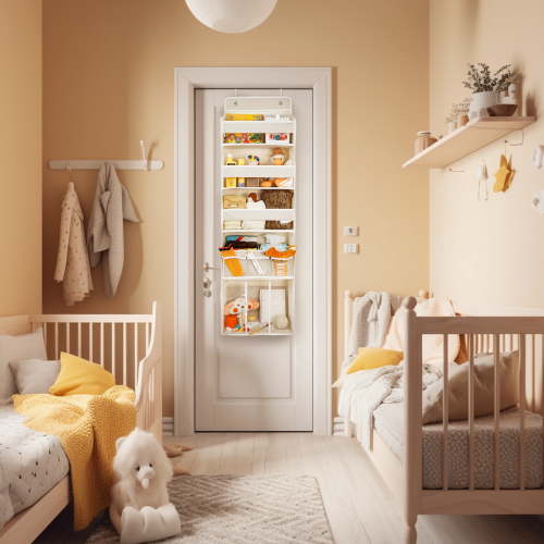 EZVERY Baby Hanging Organizer, 5-Shelf Over-the-Door with Diaper Caddy
