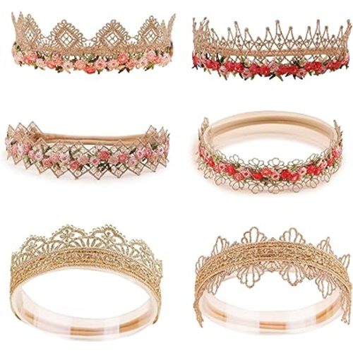cherrboll Baby Flower Bows Headbands 6pcs Floral Hair Wraps Nylon Hairbands Crown Newborn Infant Toddler Hair Accessories