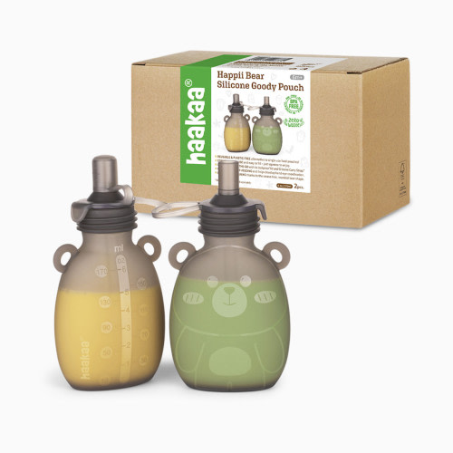Haakaa Happii Bear Silicone Goody Pouch (2 Pack) - 6 Oz