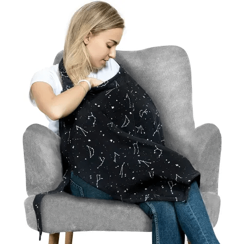 San Francisco Baby Nursing Cover, Breathable 360° Nursing Cover Up, Privacy Breastfeeding Blanket - Premium Black