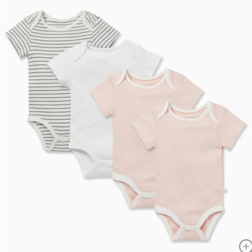 Short Sleeve Bodysuit 4 Pack Blush Stripe / Newborn