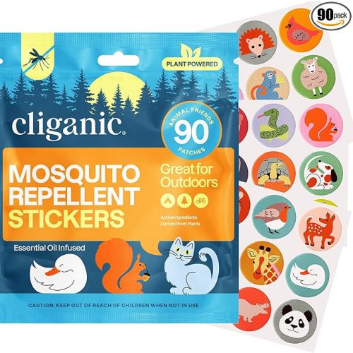 Cliganic Mosquito Repellent Stickers for Kids & Adults, Bug Patches, 90 Pk