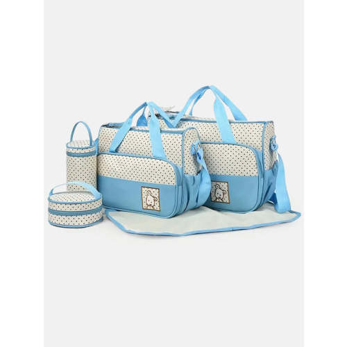 Mom & Baby 5-Piece Diaper Bag Set with Changing Mat & Organisers - Baby Blue
