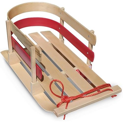 Flexible Flyer Baby Snow Sled Toddler Toboggan. Wood Pull Sleigh for Kids