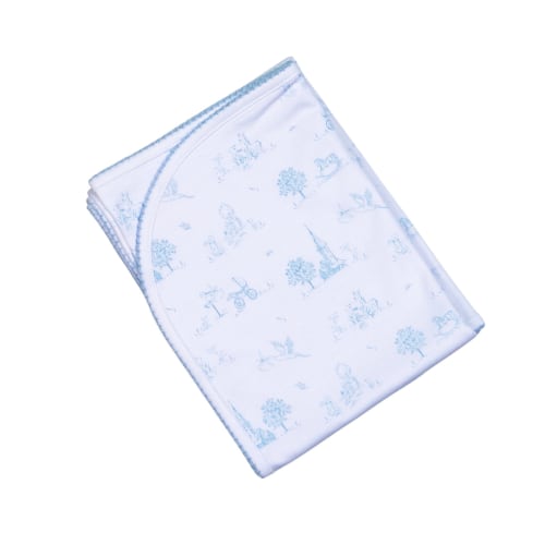 Blue Toile Receiving Blanket