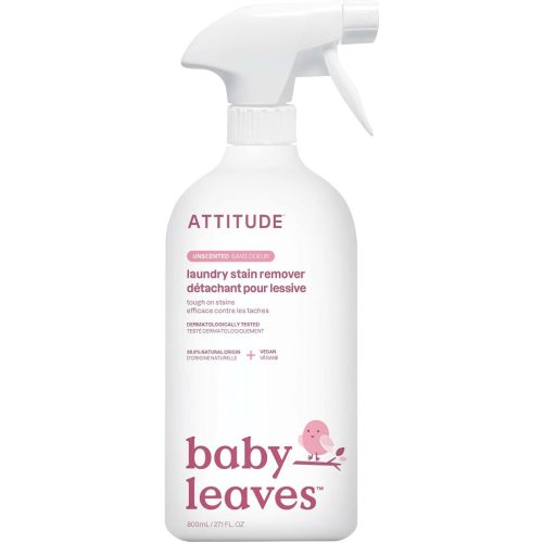 ATTITUDE Baby Laundry Stain Remover, Plant and Mineral-Based Ingredients, Vegan and Cruelty-free Household Products, Unscented, 27.1 Fl Oz