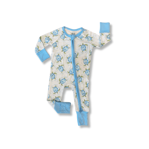 Turtle Twist Blue Zippy Pajama – TidalTots