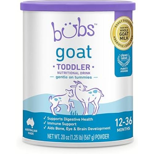 Amazon.com: Bubs Whole Goat Milk Infant Formula for 0-12 Months, Non-GMO Milk, 20 oz | Goat Milk-Based Powder with Iron, DHA, ARA, Prebiotics & Essential Nutrients to Support Gentle Digestion : Baby