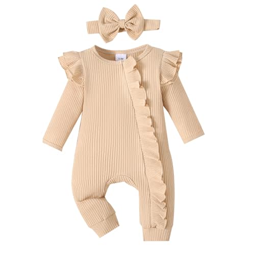 Mecykcsr Newborn Baby Girl Romper Zip Ruffle Bodysuit One Piece Jumpsuit Baby Girl Clothes Coming Home Outfits