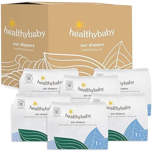 Our Diapers | The First EWG Verified & Microbiome-Friendly Diaper | 12-Hour Leak Protection | Made with Organic Cotton & Plant-Derived Materials | Totally Chlorine Free | Size 1 (7-14 lbs) 198 Count