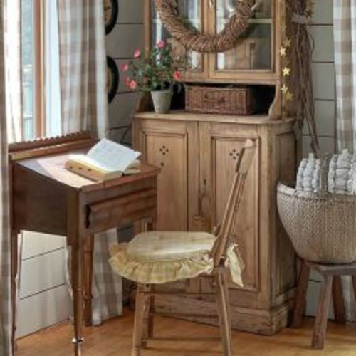 Ruffled Golden Honey Check Seat Cushion Set of 2