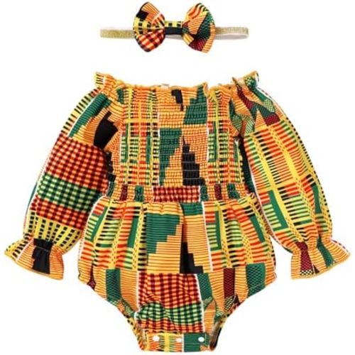 YOUNGER TREE African Baby Clothes Girl Dashiki Ankara Outfit Set
