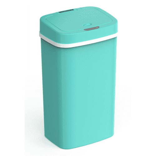 Nine Stars Automatic Nursery Trash Can, 4 Gallon Plastic, Motion Sensor Hands-Free Soft-Close Lid Garbage Bin, Teal