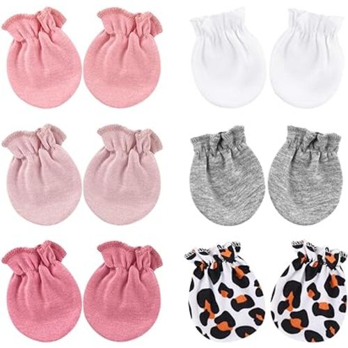 BQUBO Newborn Infant Toddler Mittens No Scratch Cotton Elastic Wrist Gloves Hypoallergenic for 0-6 Months Baby Boys Girls
