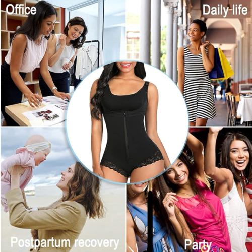 SHAPERX Women's Fajas Colombianas Shapewear Postpartum Tummy Control Body Shaper Butt Lifter Bodysuit