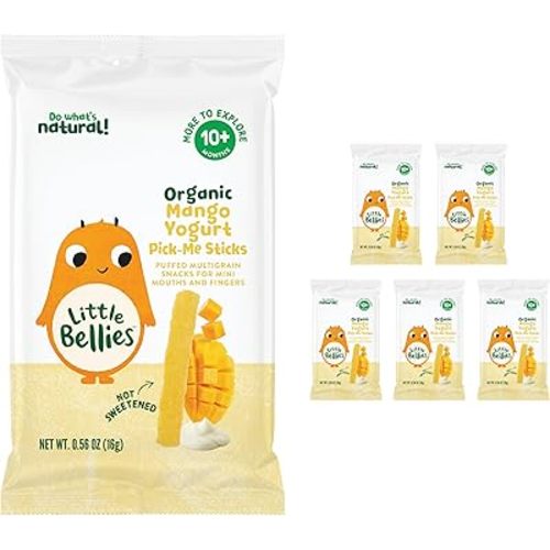 Little Bellies Organic Mango Yogurt Pick-Me Sticks, (Pack of 5 x 0.56 oz Individual Packs)