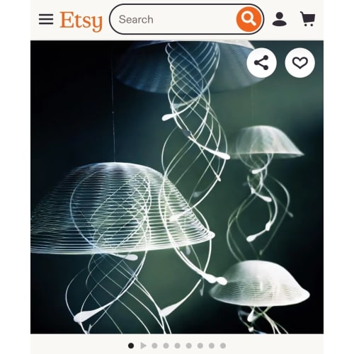 JELLINDAS, Mobile with 4 delicate jellyfish sculptures, kinetic art, modern living decor, 3D Art
