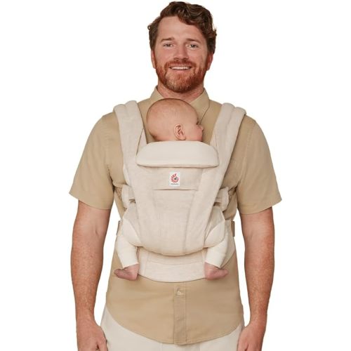 Ergobaby Omni Deluxe All Carry Positions Breathable Linen Baby Carrier with Enhanced Lumbar Support and Lightweight Comfort, Newborn to Toddler, (Holds 7-45 lbs), Natural Linen