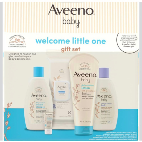 Amazon.com: Aveeno Baby Welcome Little One Gift Set, Skincare Set with Nourishing Body Wash & Shampoo, Calming Bath Wash, All Over Wipes, Daily Moisturizing Lotion, & Balm, 5 Items : Baby