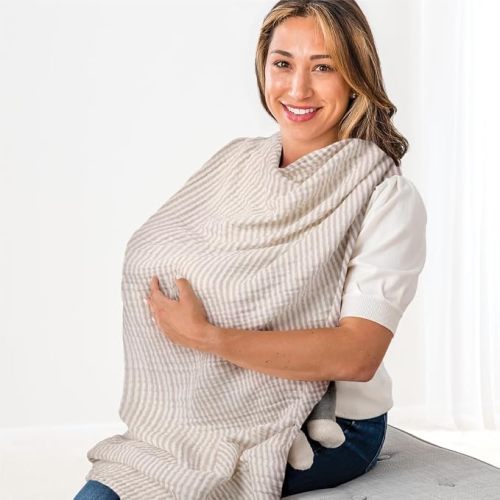 Itzy Ritzy Breastfeeding Boss Multi-Use Baby Wrap & Cover (Taupe Stripe)