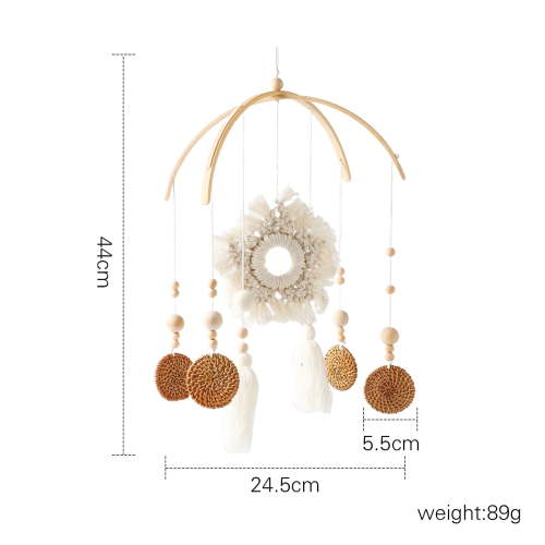 Baby Wooden Boho Rainbow Bed Bell Rattles Toys Hanging Pendant Newborn Toys Mobile Crib Bracket Montessori Toys Baby Birth Gift
