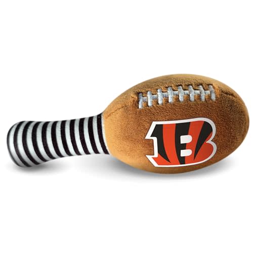 Cincinnati Bengals Plush Football Rattle by Smilo - Officially Licensed NFL Baby Rattle Toy - Soft Baby Rattle with Bell - for Babies and Toddlers from 3 Months