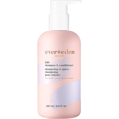 Evereden Kids 2-in-1 Shampoo & Conditioner, Cool Peach | Dermatologist-Tested, No Silicones | Gentle Care for Healthy Scalp & Hair, Age 3+ | Clean, Vegan, Sulfate & Paraben-Free, 8.5 fl oz