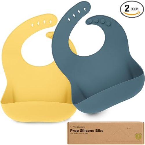 KeaBabies 2-Pack Silicone Bibs for Babies, Toddlers Girl, Boy (Valiant) | Sturdy Food-Grade Baby Bibs for Eating, Large Food Catcher, Easy Clean & Put On, Waterproof Baby Feeding Essentials, BPA-Free