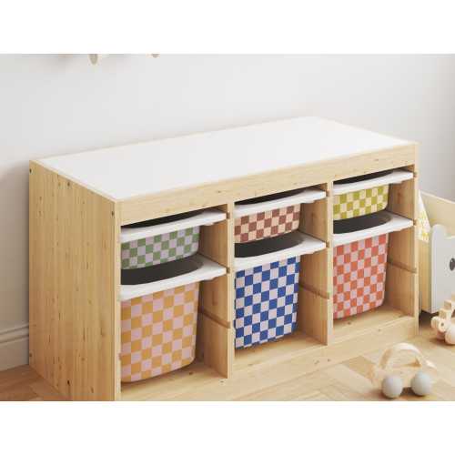 Ollie BOLD // 6 pack Trofast Bin Stickers / Checkerboard Storage Bin Sticker / IKEA Trofast Decal /  IKEA Storage Hack