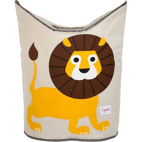 3 Sprouts Baby Laundry Basket for Nursery - Hamper with Handles/Lid, Large Storage Basket, Toy Bin, Room Decor - Kids Hamper, Baby Clothes Storage Organizer, Lion