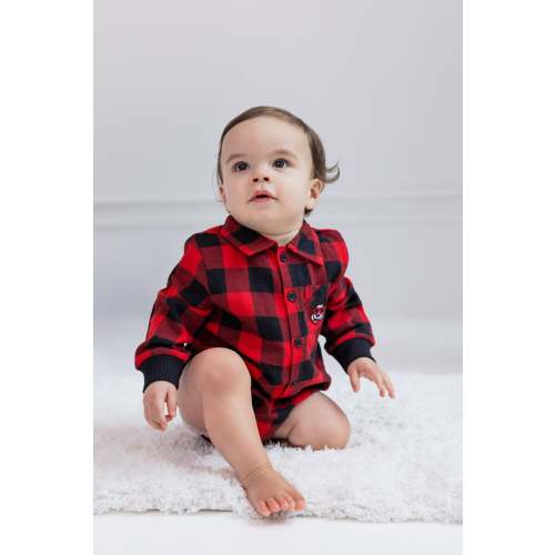 Disney Mickey Mouse Baby Plaid Flannel Button-Down Bodysuit Newborn to Infant