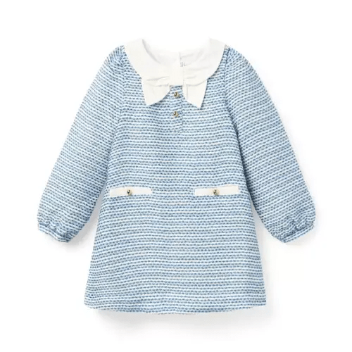Girl Beryl Blue The Tweed Bow Collar Dress by Janie and Jack