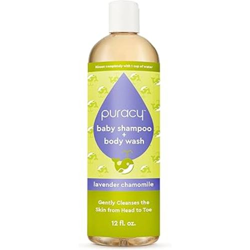 Puracy Baby Shampoo & Body Wash - Gently Scented Natural Baby Wash for Sensitive Skin -Lavender Chamomile Plant-Based Body Wash and Bath Soap For Daily Use - 12 Fl.Oz