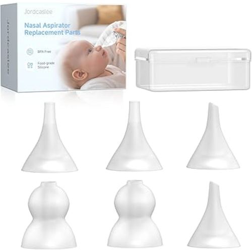 Nasal Aspirator Replacement Tips 6 Pcs, Food-Grade Silicone, Ultra-Soft Baby Nose Sucker Replacement Parts Compatible with GROWNSY, Watolt, LittleTora, HEYVALUE, Cocobela, X-Bosak