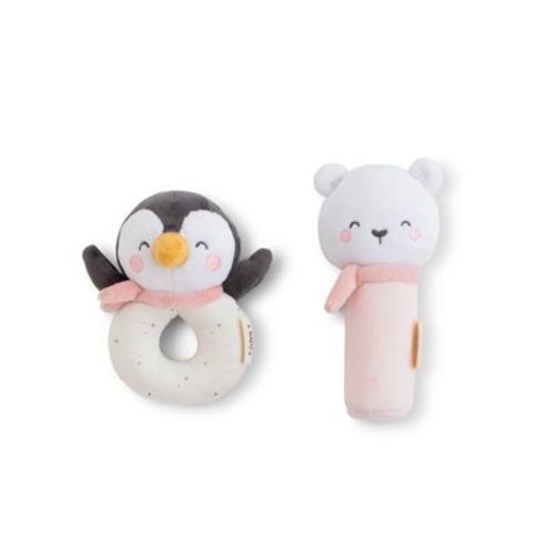 SARO “Polaris” Baby Rattle Set in Dusty Pink – Soft Plush Infant Rattles for Newborn Sensory Development, Early Learning Toys