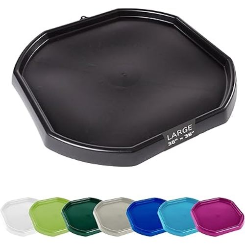 MEKA Tuff Tray for Sensory Play, Sensory Tray for Kids, Toddler Water Table, Tuff Spot Sensory Bin for Toddlers (Black, Large (38" x 38"))