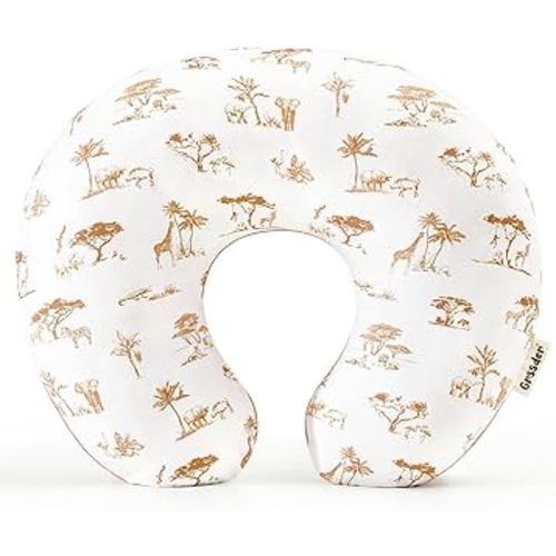 GRSSDER Nursing Pillow Cover Stretchy Minky Removable Nursing Covers for Breastfeeding Pillows, Ultra Soft Comfortable Slipcover for Boy and Girls, Stylish Elk Animals Pattern