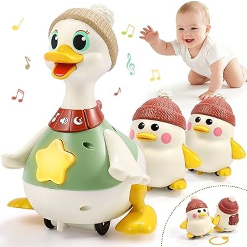 Baby Toys 6-12 Months: Musical Tummy Time Duck Toy for Infant Babies 6 7 8 9 10 12 18 Month Old Interactive Newborn Baby Crawling Toys for Christmas Gift Stocking Stuffers for Boy Girl 1 Year Old